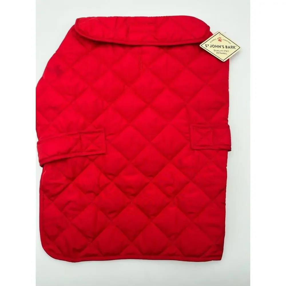 NEW WITH TAGS St John's Bark Dog Coat Jacket Large Red Quilted Waterproof Pet